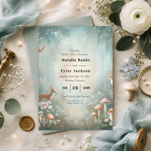 Invitación Boda en el Bosque Encantado de Melocotón y Turques