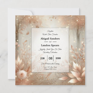 Invitación Boda en el Bosque Encantado de Rosa Áurea de Palo