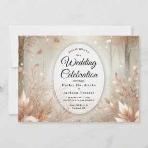 Invitación Boda en el Bosque Encantado de Rosa Áurea de Palo 