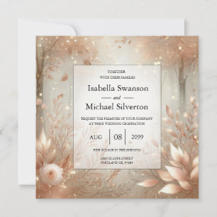 Invitación Boda en el Bosque Encantado de Rosa Áurea de Palo