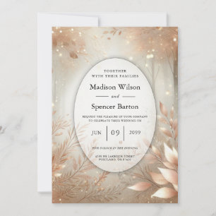 Invitación Boda en el Bosque Encantado de Rosa Áurea de Palo 