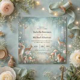 Invitación Boda en el Bosque Encantado de Turquesa y Melocotó
