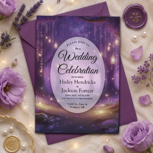 Invitación Boda en el Bosque Encantado de Violet a Medianoche