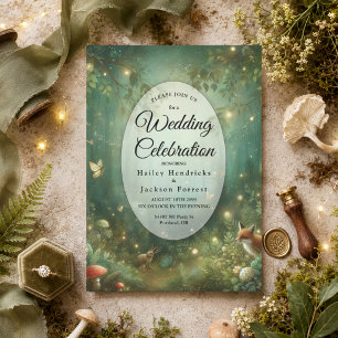 Invitación Boda en el Bosque Encantado Verde Esmeralda