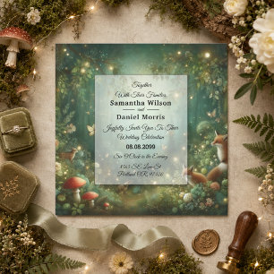 Invitación Boda en el Bosque Encantado Verde Esmeralda