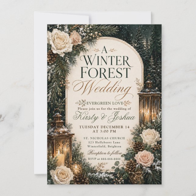 Invitación Boda en el Bosque Invernal (Anverso)