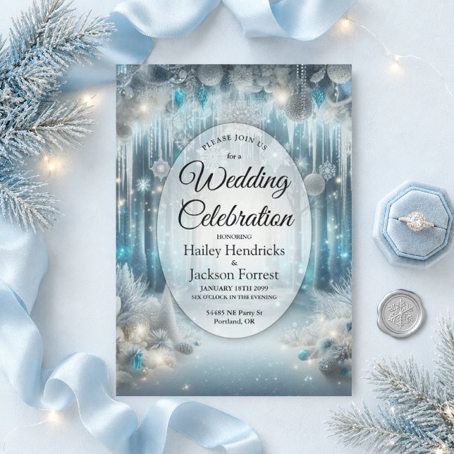 Invitación Boda en el bosque nevado brillante (Subido por el creador)