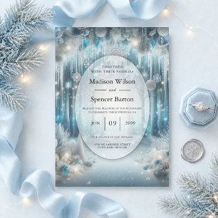 Invitación Boda en el Bosque Nevado Brillante