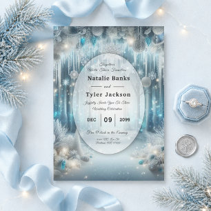 Invitación Boda en el Bosque Nevado Brillante