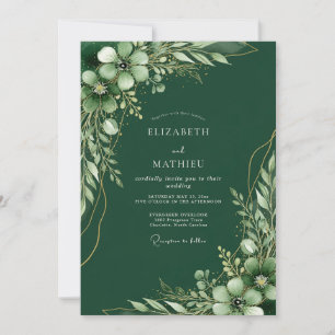 Invitación Boda en el bosque noble verde esmeralda