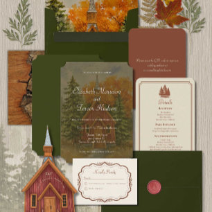 Invitación Boda en el bosque otoñal rústico del Parque Nacion