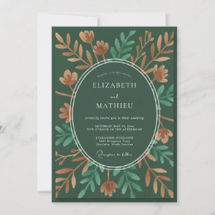 Invitación Boda en el bosque resplandeciente de verde cazador