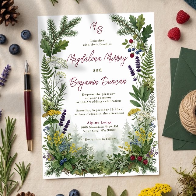 Invitación Boda en el bosque rústico de madera montañosa (Subido por el creador)