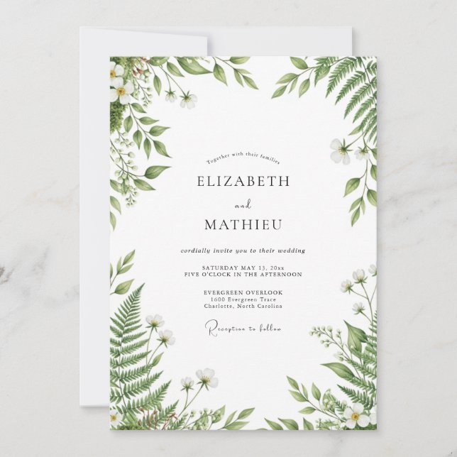 Invitación Boda en el bosque verde esmeralda (Anverso)