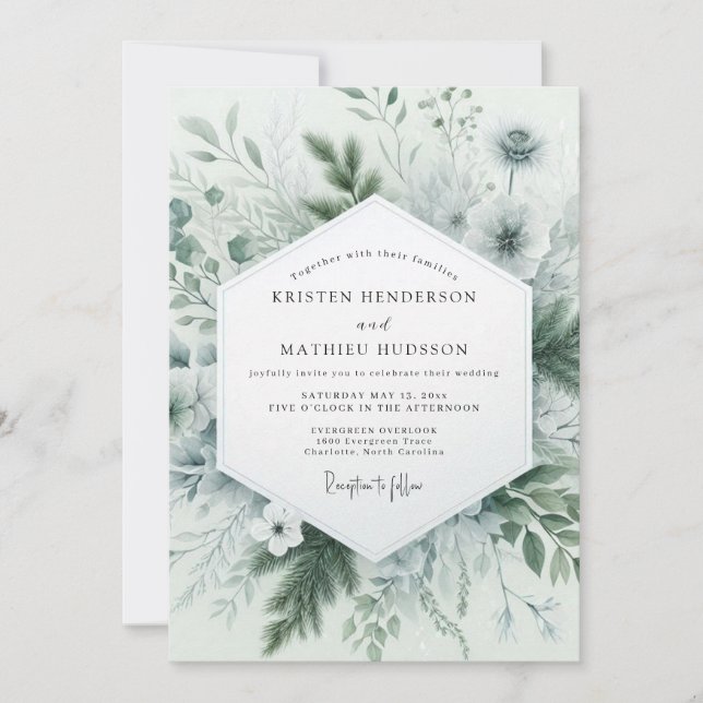 Invitación Boda en el bosque verde esmeralda (Anverso)