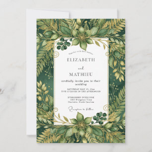 Invitación Boda en el bosque verde esmeralda exuberante
