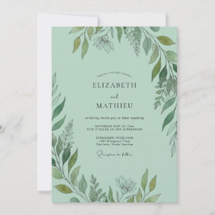 Invitación Boda en el bosque verde menta