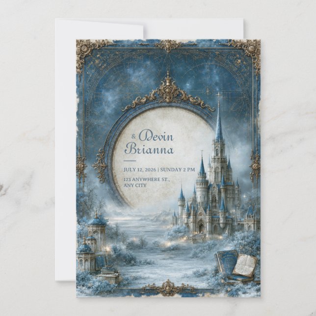 Invitación Boda en el Castillo Azul Celeste (Anverso)