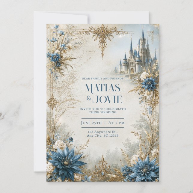 Invitación Boda en el Castillo Blue Blossom (Anverso)
