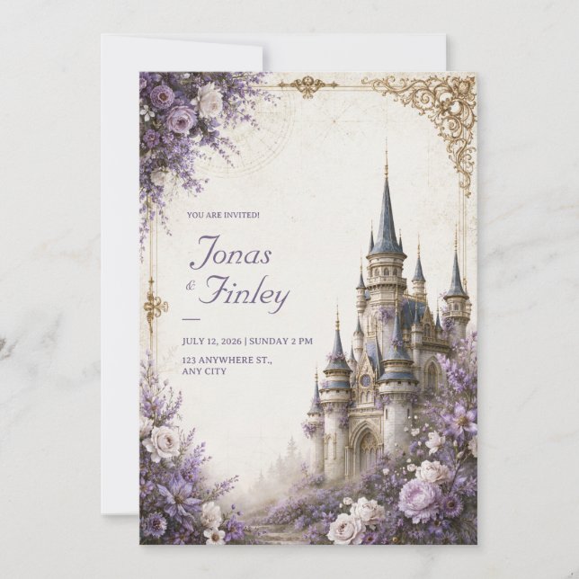 Invitación Boda en el Castillo de Flor de Lavanda (Anverso)