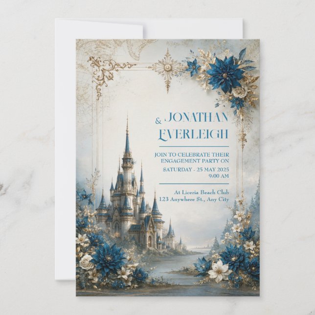 Invitación Boda en el Castillo de Flor de Zafiro (Anverso)