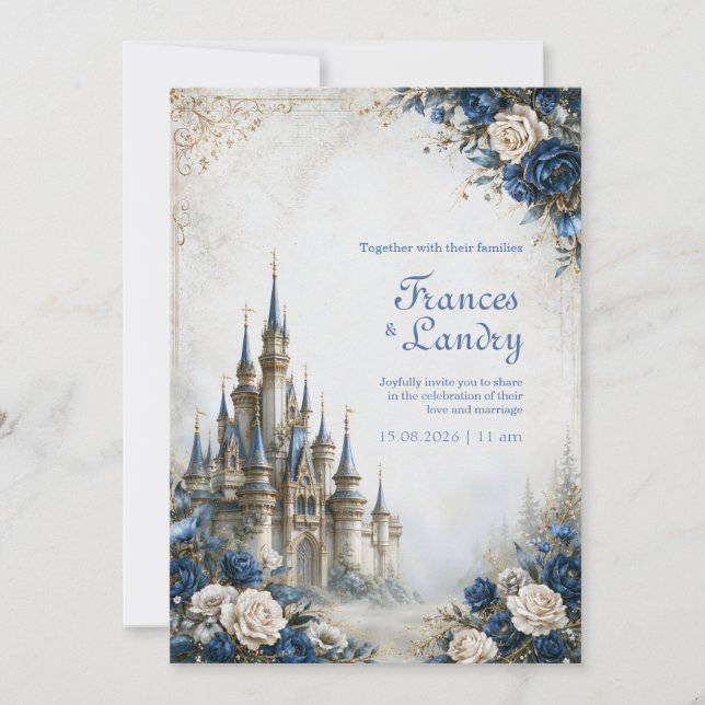 Invitación Boda en el Castillo de la Rosa Azul (Anverso)
