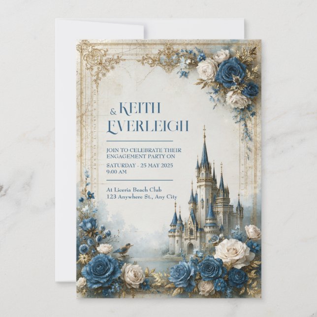 Invitación Boda en el Castillo de la Rosa Azul (Anverso)