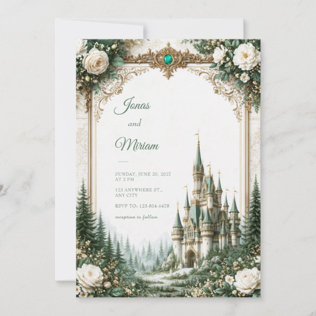 Invitación Boda en el Castillo de la Rosa Esmeralda (Anverso)