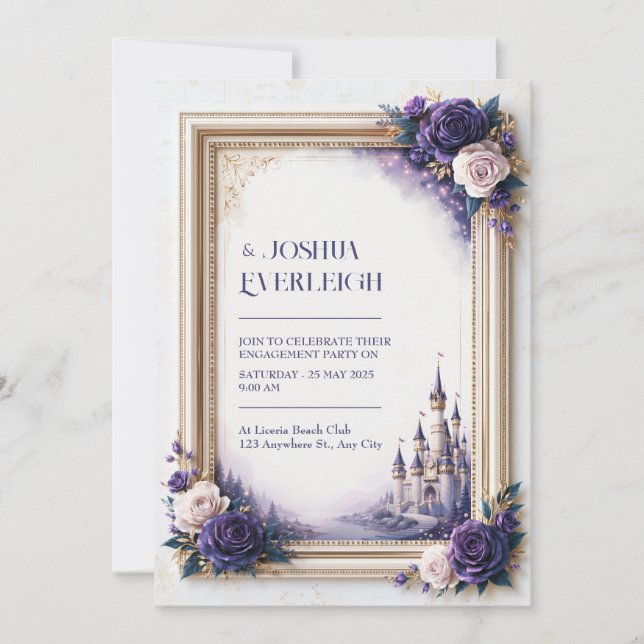 Invitación Boda en el castillo de la rosa lavanda (Anverso)