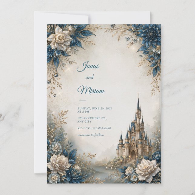 Invitación Boda en el Castillo de Marfil Azul (Anverso)