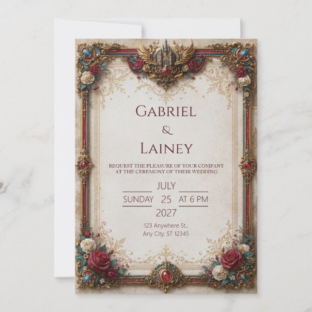 Invitación Boda en el Castillo Ruby Rose (Anverso)