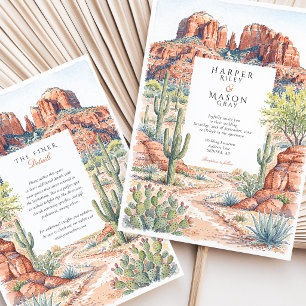 Invitación Boda en el desierto con acuarela en Sedona, Arizon