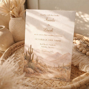 Invitación Boda en el desierto de acuarela boho Cactus del su