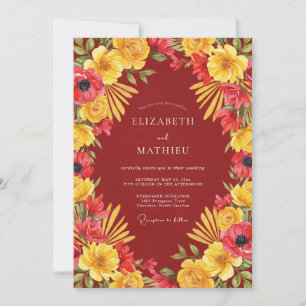 Invitación Boda en el desierto de color granate impactante