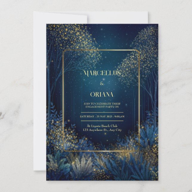 Invitación Boda en el Encantado Bosque de Medianoche (Anverso)