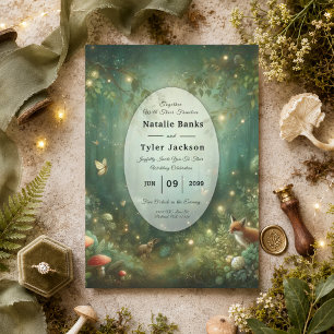 Invitación Boda en el Encantado Bosque Verde Esmeralda