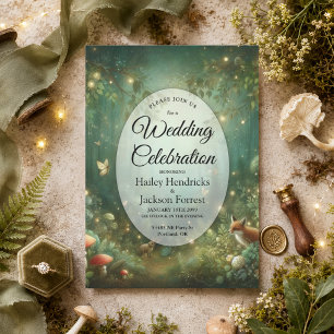 Invitación Boda en el Encantado Bosque Verde Esmeralda