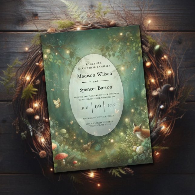 Invitación Boda en el Encantado Bosque Verde Esmeralda (Subido por el creador)