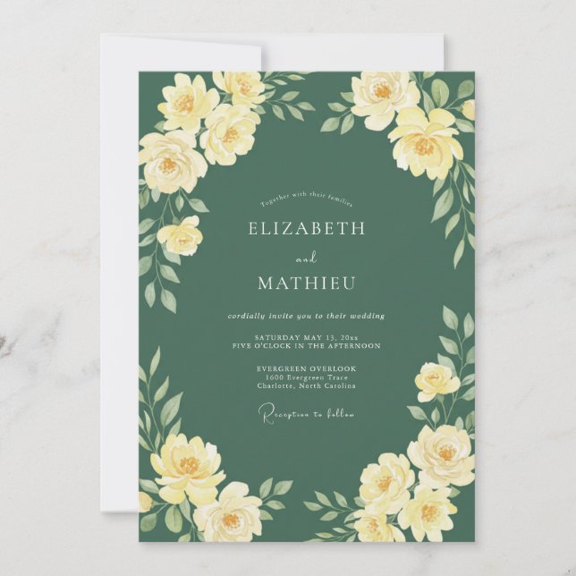 Invitación Boda en el espléndido bosque de verde cazador (Anverso)