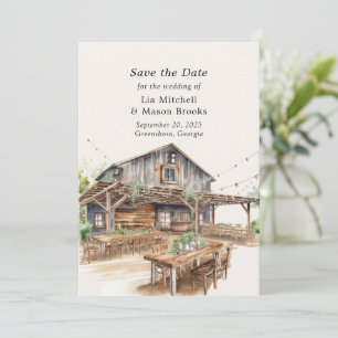 Invitación Boda en el granero guardar la fecha