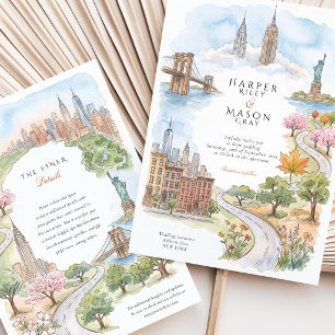 Invitación Boda en el horizonte de NYC Puente de Brooklyn Par
