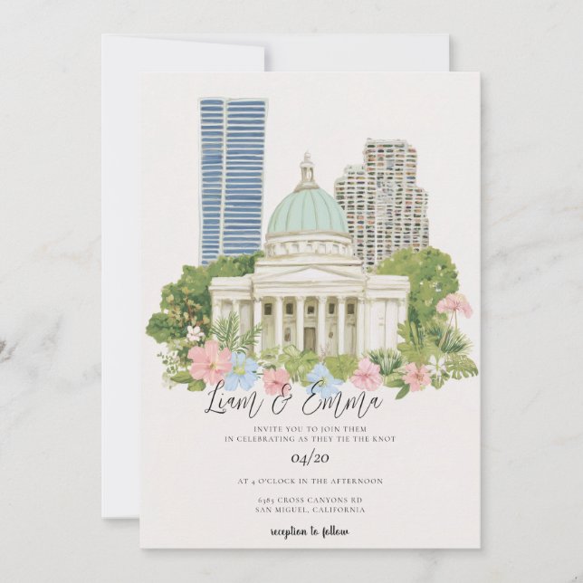 Invitación Boda en el horizonte de Washington DC (Anverso)
