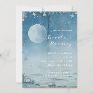 Invitación Boda en el horizonte del océano bajo la luz de la