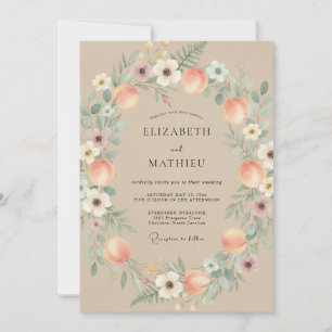 Invitación Boda en el huerto de melocotones terrosos