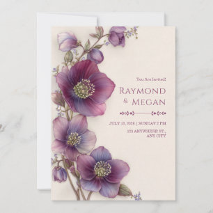 Invitación Boda en el Jardín Botánico de Hellebore Magenta Ci