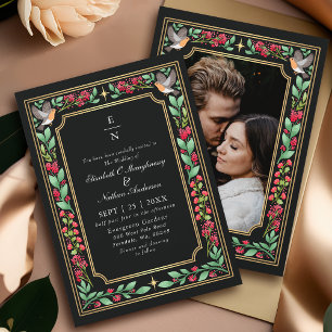 Invitación Boda en el Jardín Botánico Encantador Negro Foto