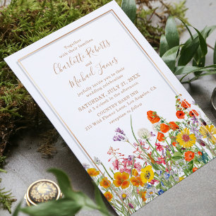 Invitación Boda en el jardín campestre de flores silvestres c