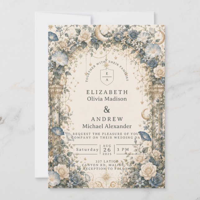Invitación Boda en el jardín celestial etéreo (Anverso)