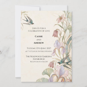Invitación Boda en el Jardín de Iris Golondrina Art Nouveau