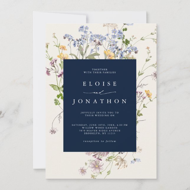 Invitación Boda en el Jardín de la Flor Silvestre de la Marin (Anverso)